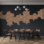 3D kamštienos sienų plokštės Line Brown - 4